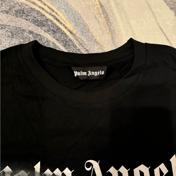Palm Angels Black Grafitti Logo Paris Black T-Shirt Size Medium or Large - Picture 2 of 4